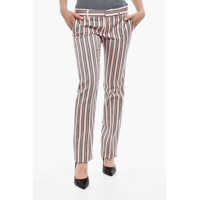 Pantaloni casual Striped Pants With Jewel Patch Femei