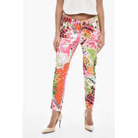 Pantaloni casual Printed Cotton Twill Pants With 5 Pockets Femei