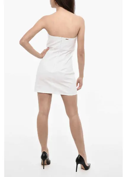 Rochii scurte DSQUARED2 Strapless Cotton Twill Mini Dress With Cut Out Deatils White Femei (BM 17994004) 2