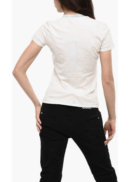 Tricouri DSQUARED2 Printed Preppy T-Shirt Delave Effect White Femei (BM 17994031) 2