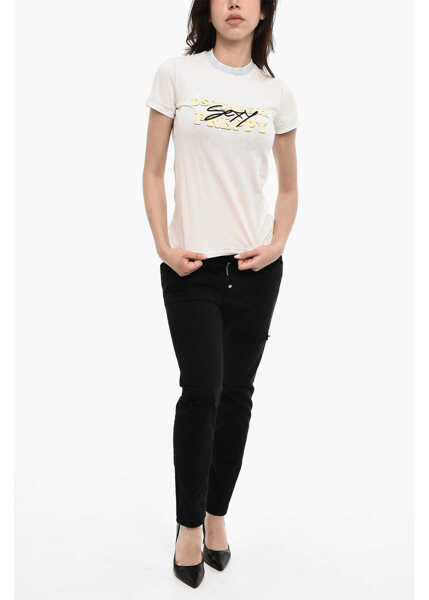 Tricouri DSQUARED2 Printed Preppy T-Shirt Delave Effect White Femei (BM 17994031) 4