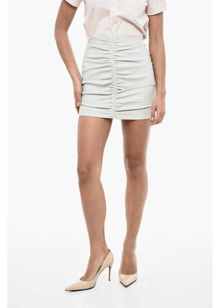 Fuste casual DSQUARED2 Draped Leather Mini Skirt With Side Zip Light Blue Femei (BM 17994076) 1