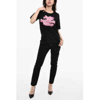 Imbracaminte Dama pagina 407 - Tricouri DSQUARED2 Crewneck T-Shirt With Glittered Print Black Femei (BM 17994106) - B-mall.ro