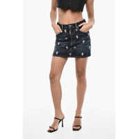 Fuste casual Denim Miniskirt With Jewels Femei