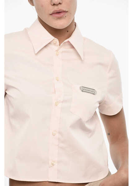Camasi casual DSQUARED2 Cotton Poplin Shirt With Breast Pocket Pink Femei (BM 17994448) 3