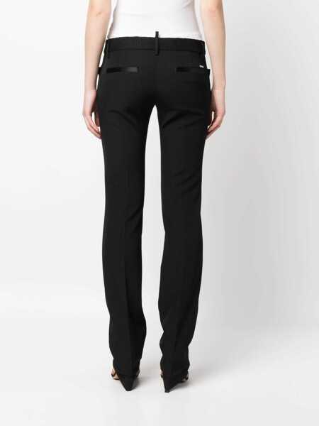 Pantaloni office DSQUARED2 Virgin Wool Pants With Lace Details Black Femei (BM 17994451) 4
