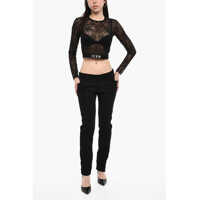 Pantaloni office Dama - Pantaloni office DSQUARED2 Virgin Wool Pants With Lace Details Black Femei (BM 17994451) - B-mall.ro