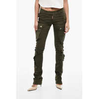 Pantaloni casual Regular Waist Cotton Twill Cargo Pants With Floral Applicati Femei