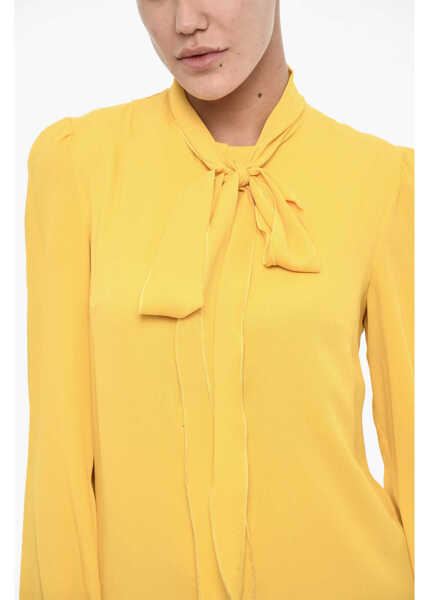 Rochii scurte DSQUARED2 Flared Dress With Frill And Tie Neck Yellow Femei (BM 17994460) 3