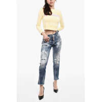 Imbracaminte Dama pagina 390 - Blugi drepti DSQUARED2 Rhinestone Distressed Jeans Blue Femei (BM 17994466) - B-mall.ro