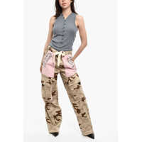 Pantaloni casual DSQUARED2 Dama - Pantaloni casual DSQUARED2 Camo Cargo Pants With Rhinestones Detail Green Femei (BM 17994475) - B-mall.ro