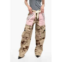 Pantaloni casual Camo Cargo Pants With Rhinestones Detail Femei