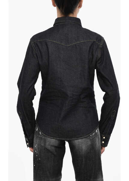 Camasi de blugi DSQUARED2 Denim Shirt With Double Breast Pockets Blue Femei (BM 17994499) 2