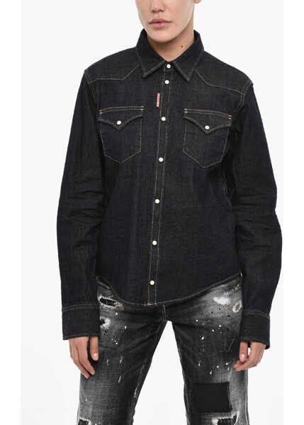 Camasi de blugi DSQUARED2 Denim Shirt With Double Breast Pockets Blue Femei (BM 17994499) 1