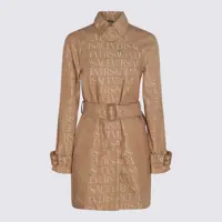 Paltoane Versace Light Brown Cotton Blend Trench Coat Femei