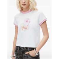 Tricouri Alexander Wang Dama - Tricouri Alexander Wang Alexander Wang White And Pink Cotton T-Shirt WHITE Femei (BM 17996409) - B-mall.ro