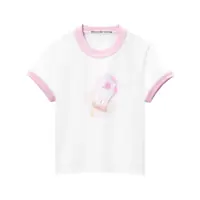 Tricouri Alexander Wang White And Pink Cotton T-Shirt Femei