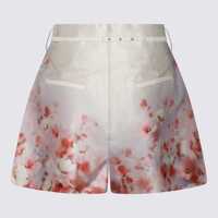 Pantaloni casual ZIMMERMANN Dama - Pantaloni casual ZIMMERMANN Zimmermann White Silk Shorts SCARLET FLORAL Femei (BM 17996676) - B-mall.ro