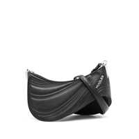 Genti de umar Mugler Black Leather Spiral Curve Shoulder Bag Femei