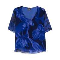 Bluze Marina Rinaldi Blue 'Pegola' Blouse With Floral Print Femei