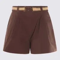 Pantaloni casual Twinset Brown Cotton Shorts Femei