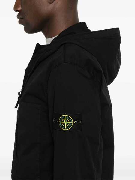 Geci Stone Island Stone Island Hooded Cotton Jacket Black Barbati (BM 17997879) 4
