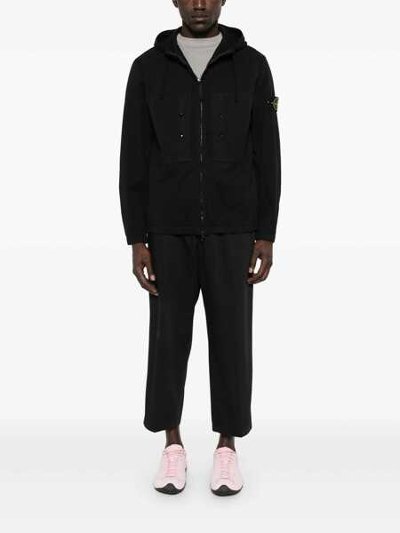 Geci Stone Island Stone Island Hooded Cotton Jacket Black Barbati (BM 17997879) 1