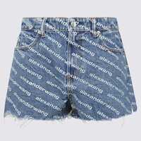 Pantaloni casual Alexander Wang Blue Cotton Shorts Femei