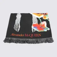 Esarfe Alexander McQueen Black Multicolour Wool Blend Ordchid Skeleton Scarf Femei