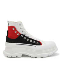 Bocanci Alexander McQueen White Black And Red Canvas Tread Slick Lace Up Fastening Boots Barbati