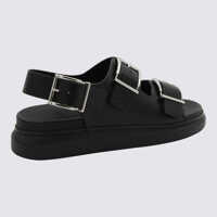 Sandale Alexander McQueen pentru Barbati - Sandale Alexander McQueen Alexander McQueen Black Leather Sandals Black Barbati (BM 18000918) - B-mall.ro