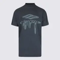 Tricouri Balenciaga Dark Blue Cotton T-Shirt Barbati