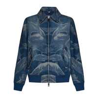 Geci Burberry Light And Dark Blue Cotton Blend Denim Jacket Barbati