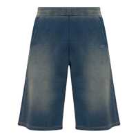 Pantaloni Blue Bermuda Pants With Oval D Logo Embroidery On The Front And Distressed Effect In Denim Man Barbati