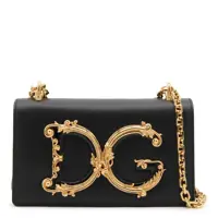 Genti de umar Dolce & Gabbana Black Leather Dg Shoulder Bag Femei