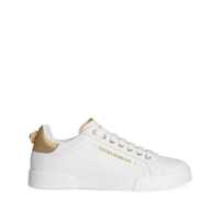 Sneakers Dolce & Gabbana White And Gold Leather Sneakers Femei