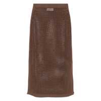 Costume de baie MC2 Saint Barth 'Darline' Brown Crochet Knit Cotton Blend Midi Skirt Femei