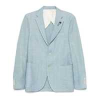 Sacouri Lardini Light Blue Linen-Wool Blend Blazer Barbati