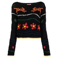 Pulovere Kenzo Black Multicolour Cotton-Linen Blend Jumper Femei