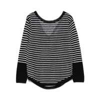Pulovere Majestic Filatures Black And White Stripes Linen Sweater Femei