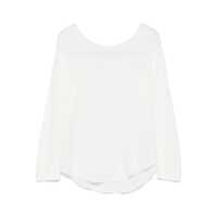 Pulovere Majestic Filatures White Linen With Crew Neck Femei