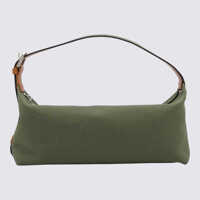 Genti de mana Eéra Green Canvas Long Moon Shoulder Bag Femei