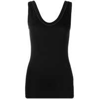 Topuri Black Cotton Tank Top With Monile Insert Femei