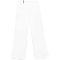 Pantaloni casual Peserico White Wide Leg Cotton Trousers Femei