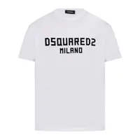 Tricouri DSQUARED2 White Crewneck T-Shirt With Logo Lettering On The Front In Cotton Man