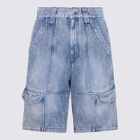 Pantaloni Isabel Marant Blue Cotton Denim Cargo Shorts Barbati
