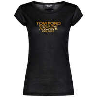 Tricouri Tom Ford Black And Gold Silk T-Shirt Femei
