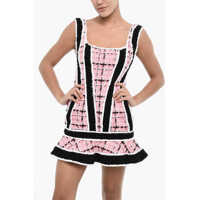 Rochii scurte DSQUARED2 Dama - Rochii scurte DSQUARED2 Tricolor Mini Dress With Flared Hem Multicolor Femei (BM 18013267) - B-mall.ro