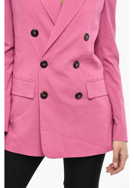 Sacouri DSQUARED2 Solid Color Virgin Wool Blend Double Breast Blazer Pink Femei (BM 18013291) 3
