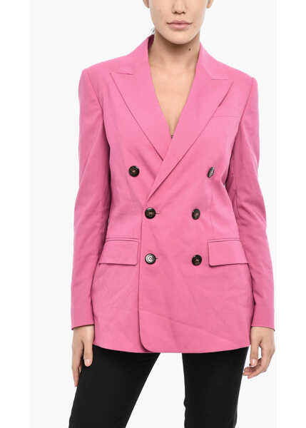 Sacouri DSQUARED2 Solid Color Virgin Wool Blend Double Breast Blazer Pink Femei (BM 18013291) 1